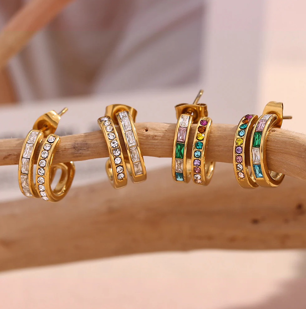 Double Layer Zircon Hoop Earrings