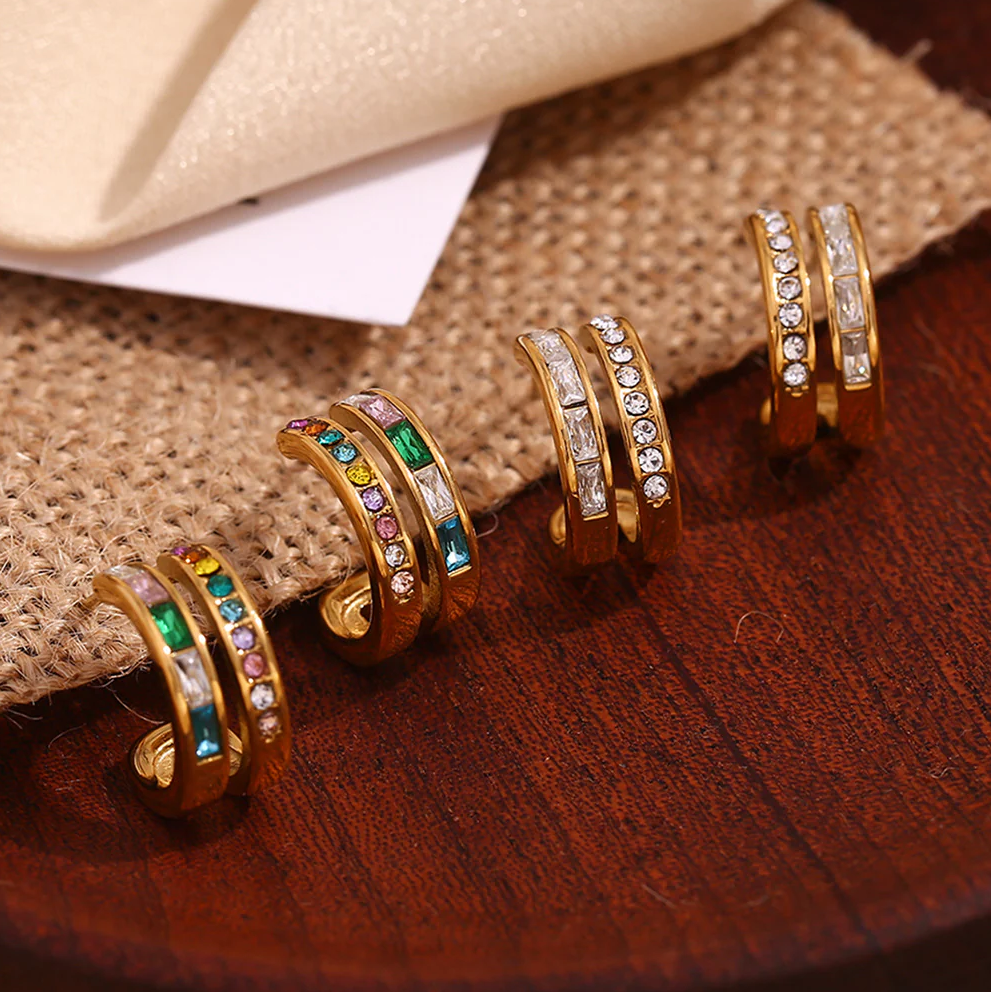 Double Layer Zircon Hoop Earrings