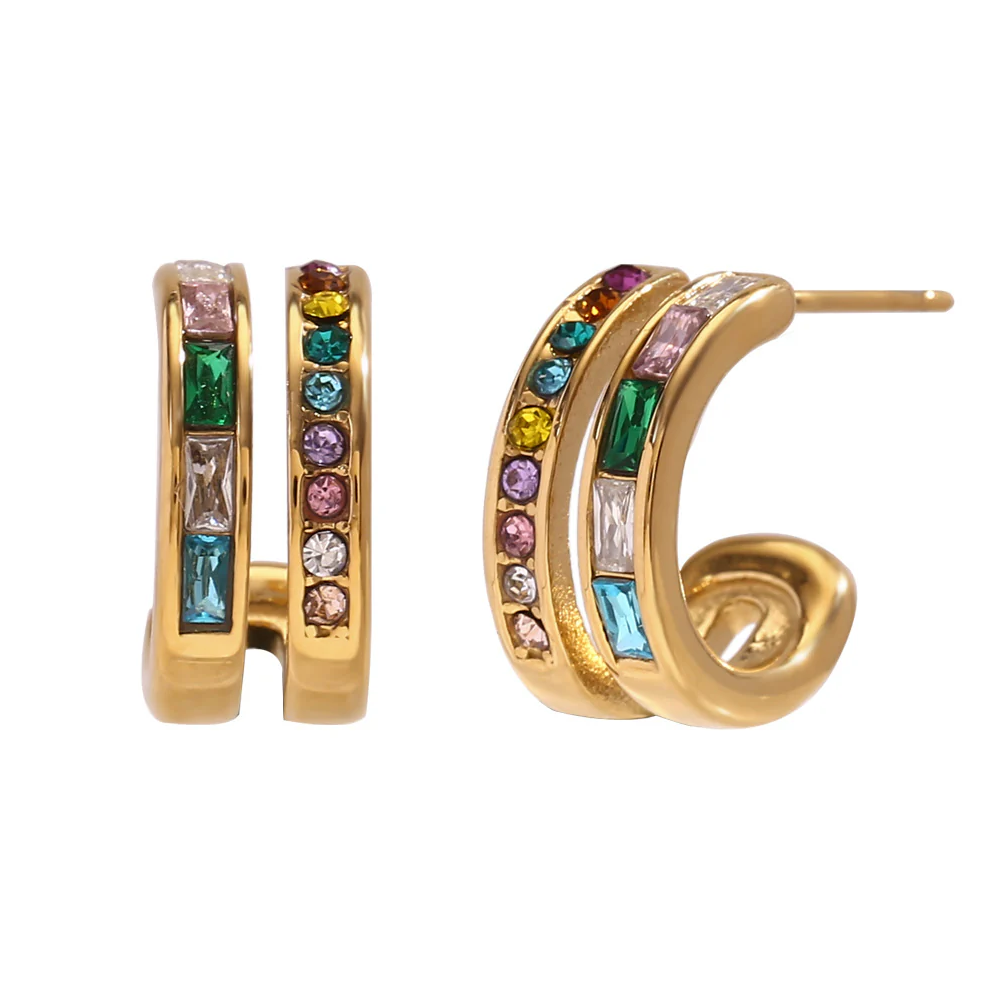 Double Layer Zircon Hoop Earrings