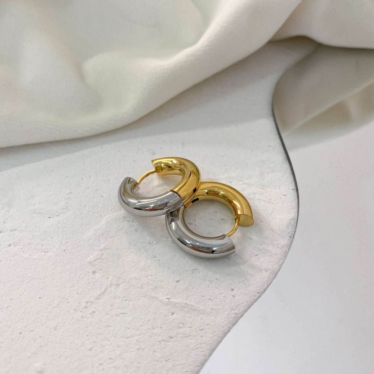 Two-Tone Huggie Earring