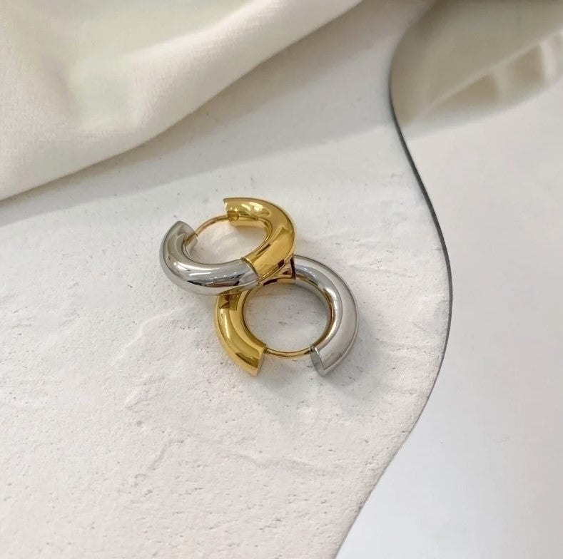 Two-Tone Huggie Earring