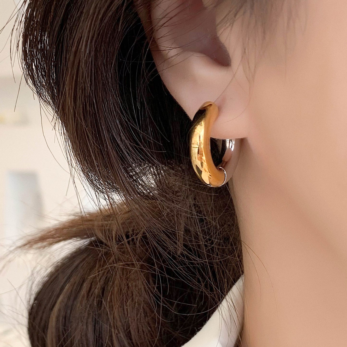 Two-Tone Huggie Earring