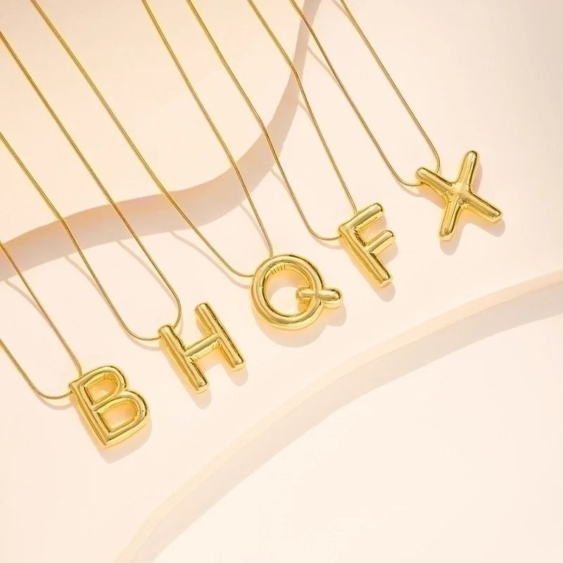 Gold Bubble Letter Necklace