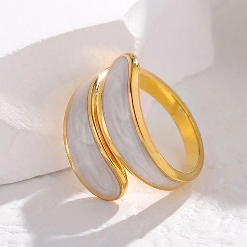 Marbled Geometric Open Ring