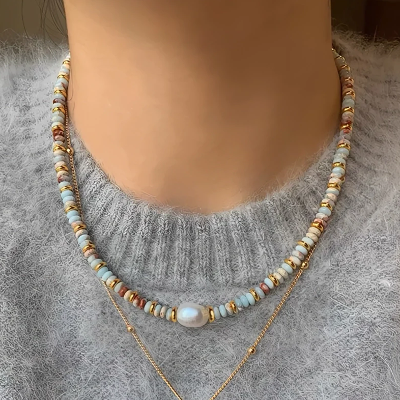 Beaded Necklace with Freshwater Pearl