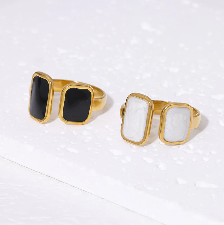 Marbled Square Open Ring