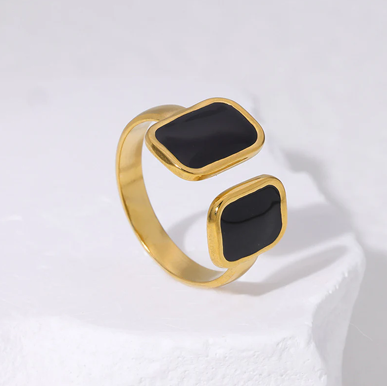Marbled Square Open Ring