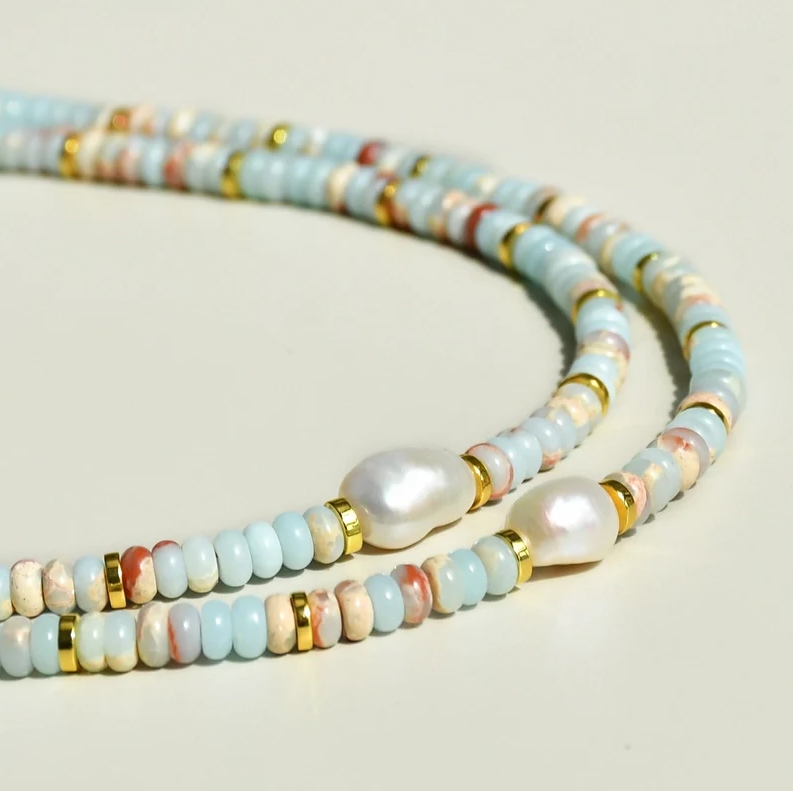 Beaded Necklace with Freshwater Pearl