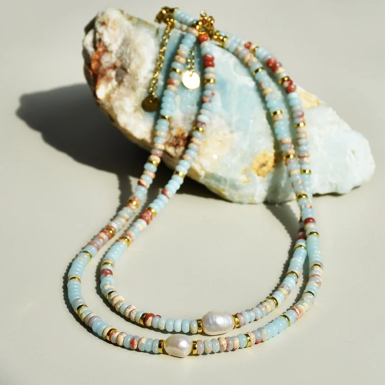 Beaded Necklace with Freshwater Pearl