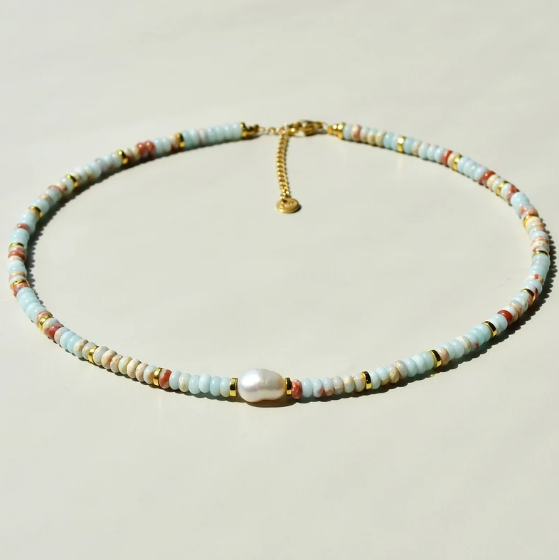 Beaded Necklace with Freshwater Pearl