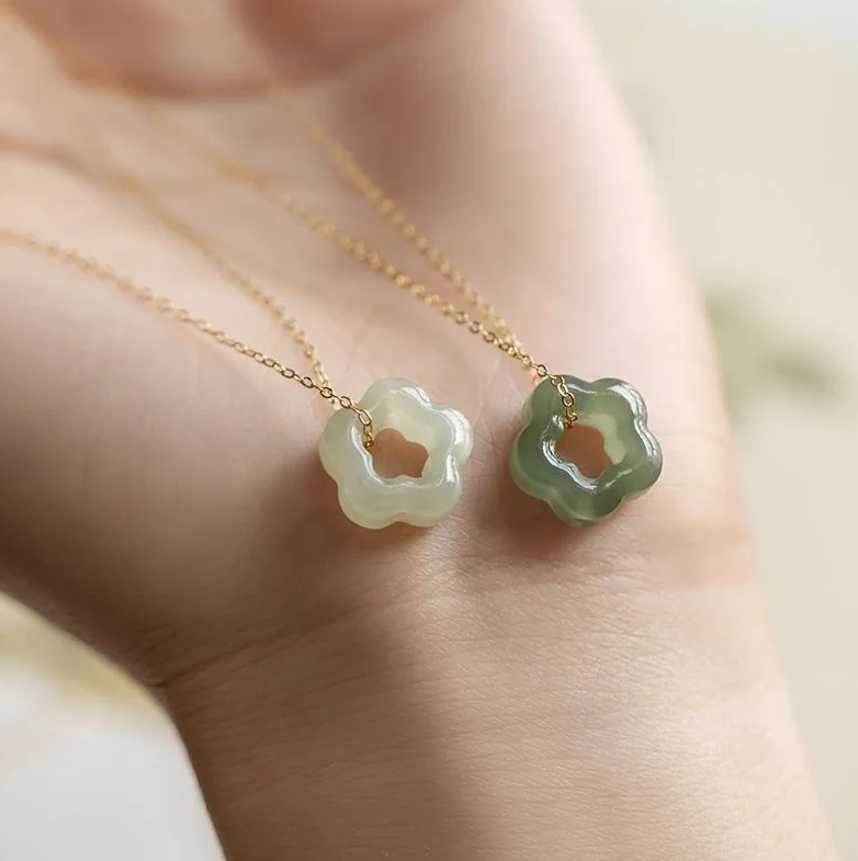 Jade Flower Pendant Necklace
