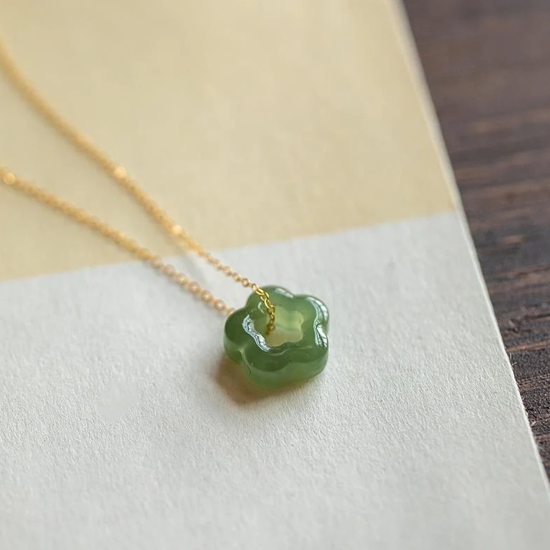 Jade Flower Pendant Necklace
