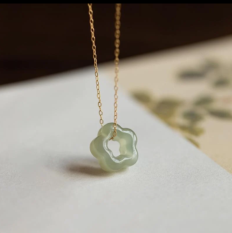 Jade Flower Pendant Necklace