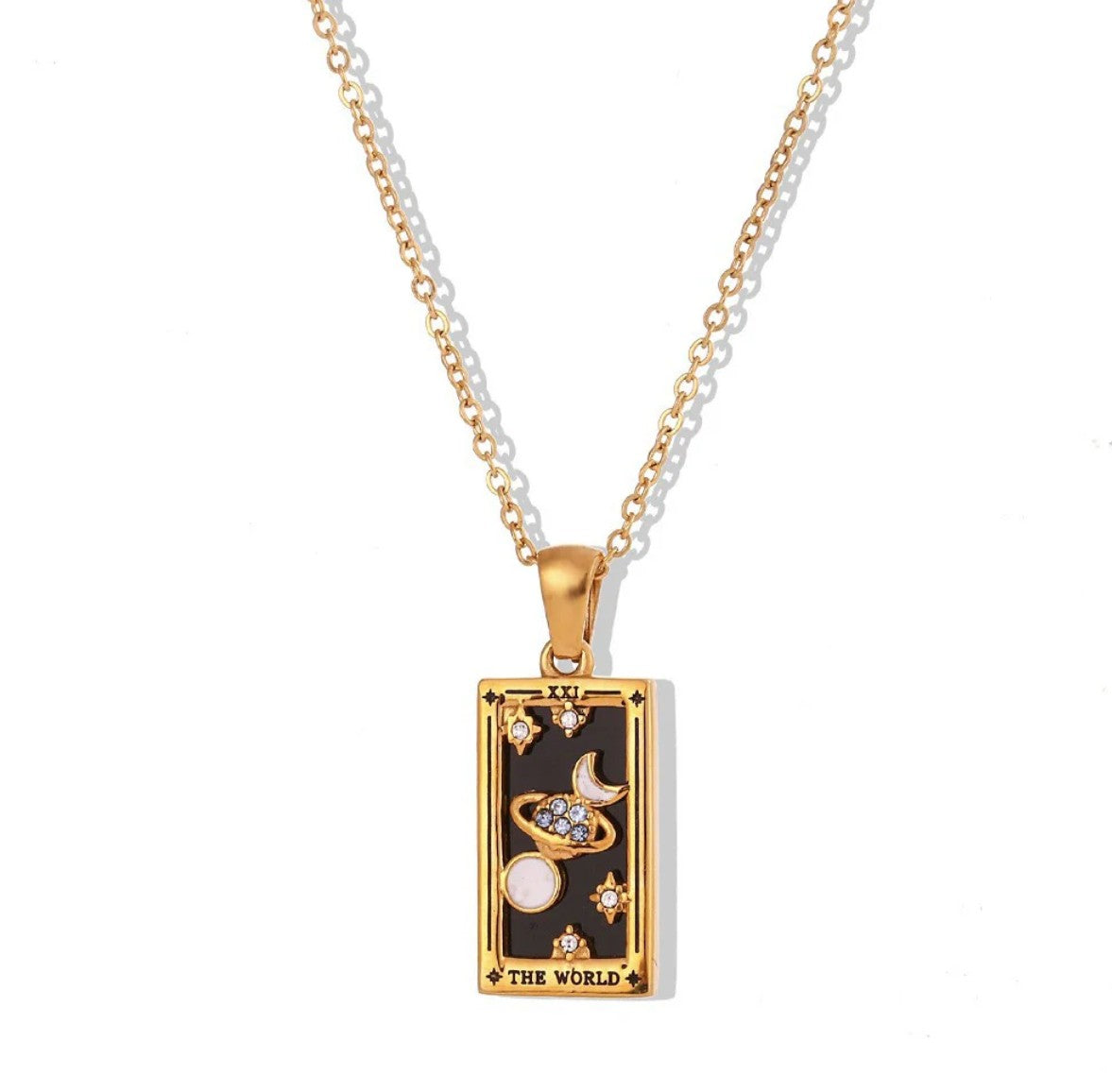 Celestial Tarot Pendant Necklace – 18K Gold Plated
