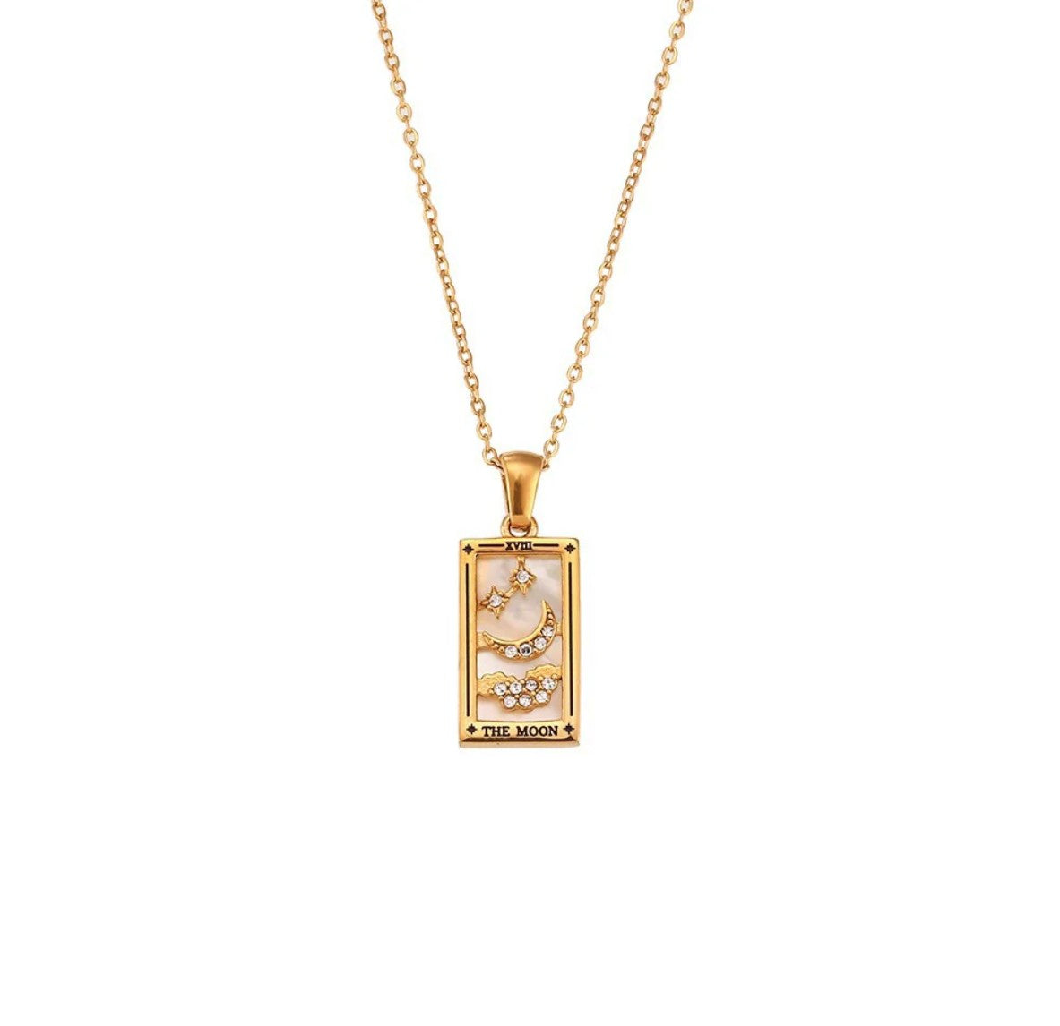 Celestial Tarot Pendant Necklace – 18K Gold Plated