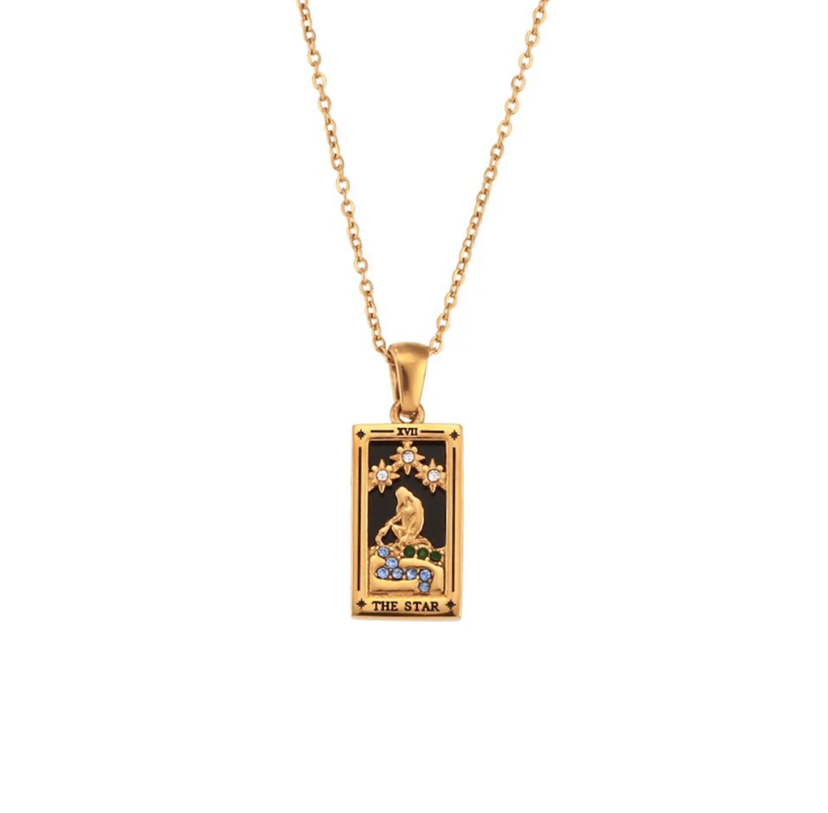Celestial Tarot Pendant Necklace – 18K Gold Plated
