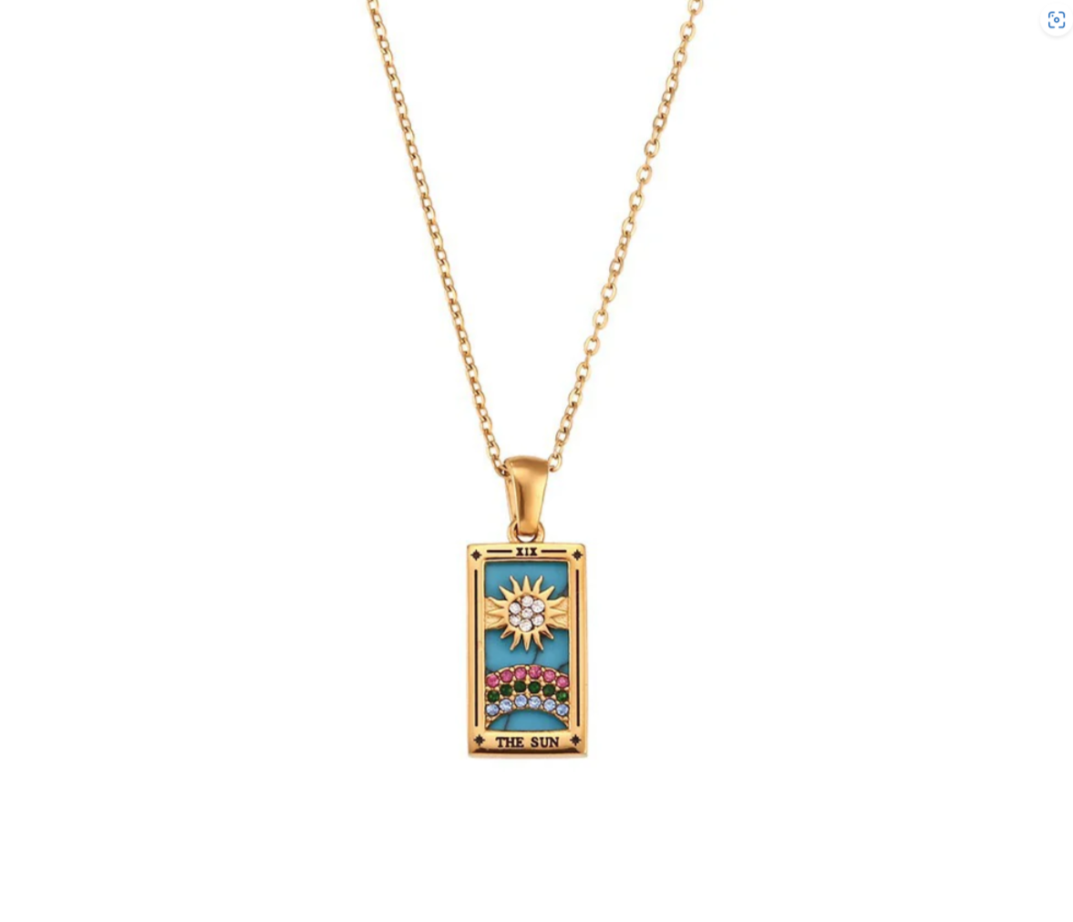Celestial Tarot Pendant Necklace – 18K Gold Plated