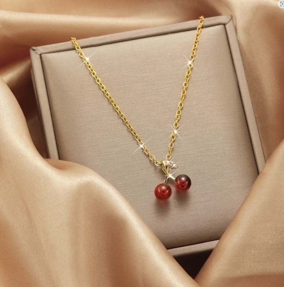 Vintage Cherry Pendant Necklace