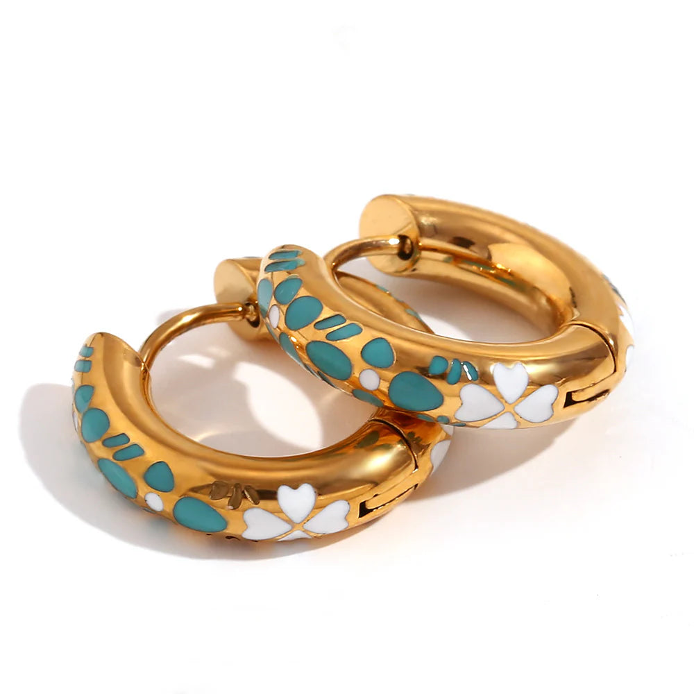 Floral Huggie Hoops