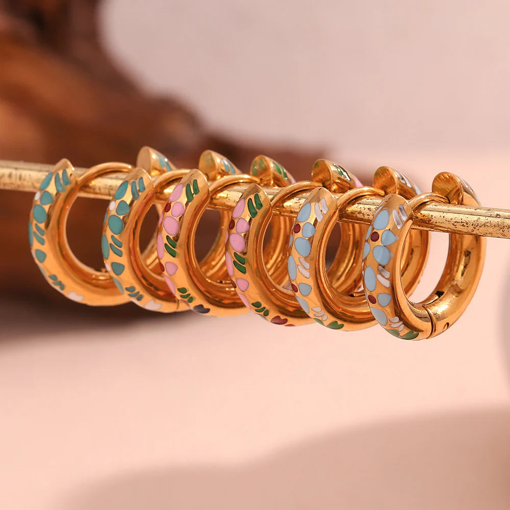 Floral Huggie Hoops