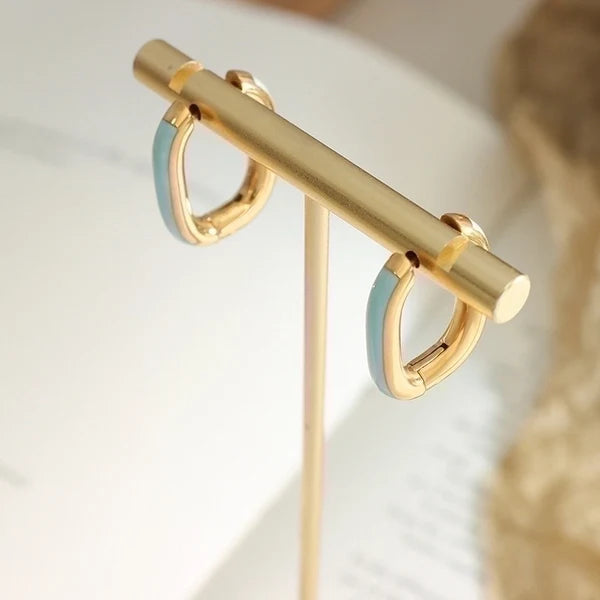 Color-Dipped Oval Huggie Hoops