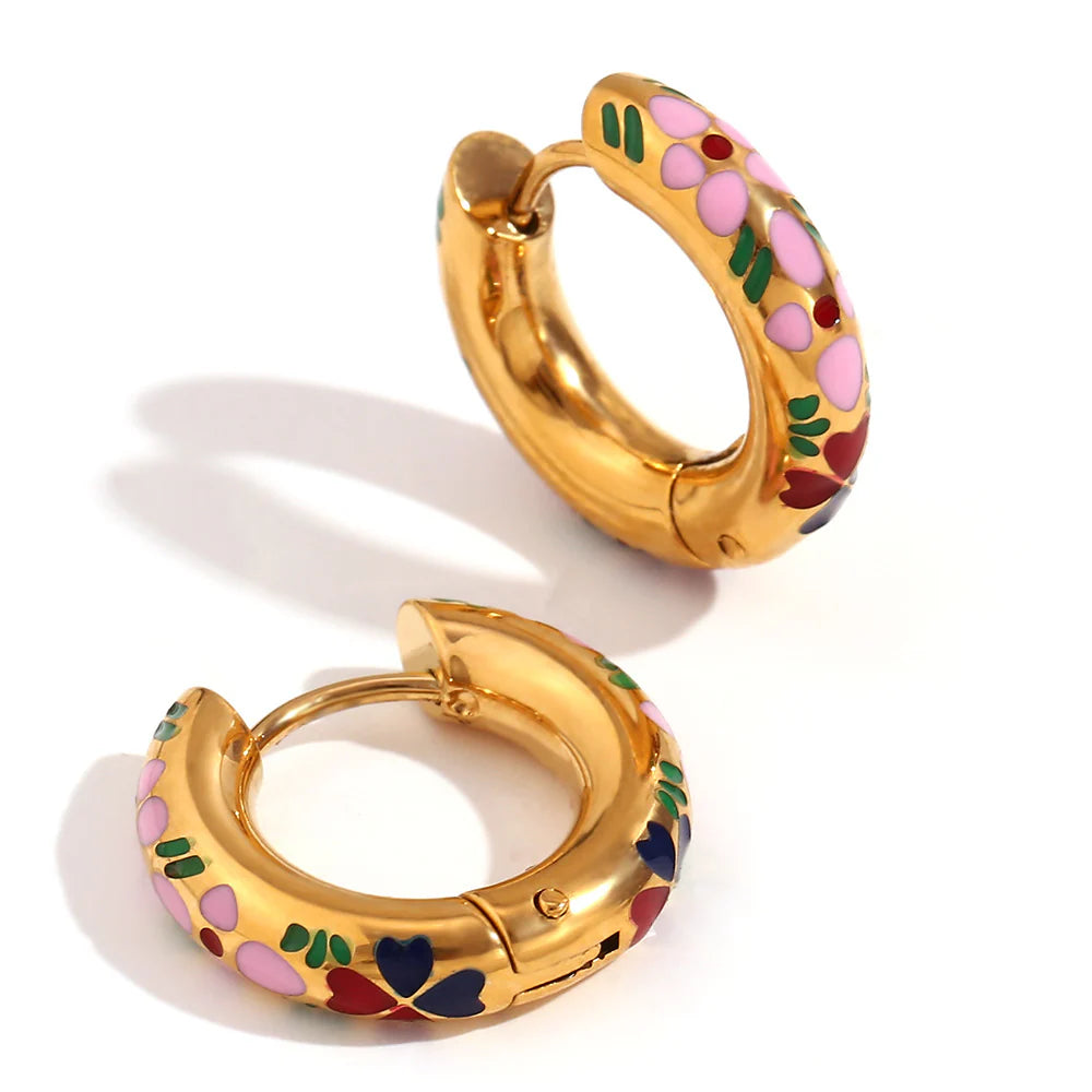 Floral Huggie Hoops