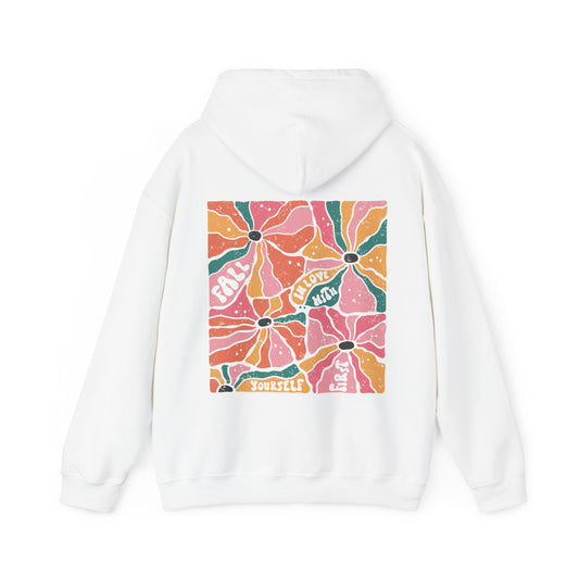 Fall in Love with Yourself First Retro Floral Hoodie - Back Design Only