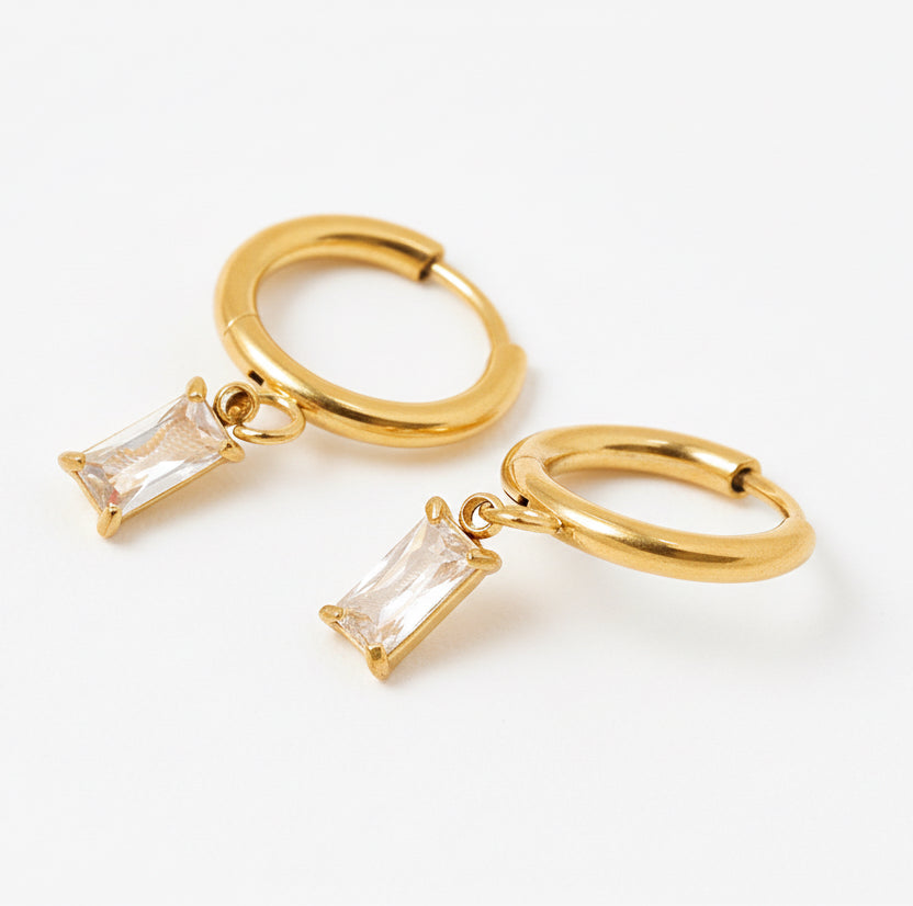 Gemstone Drop Huggies