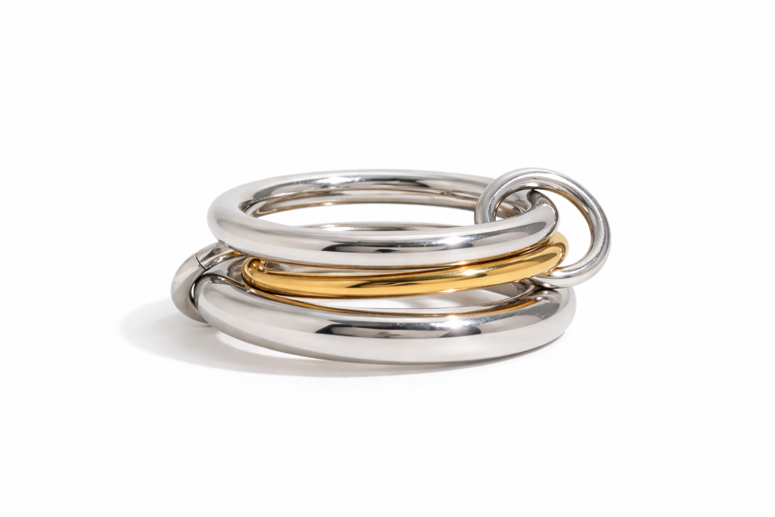 3 Band Mixed Metal Link Ring
