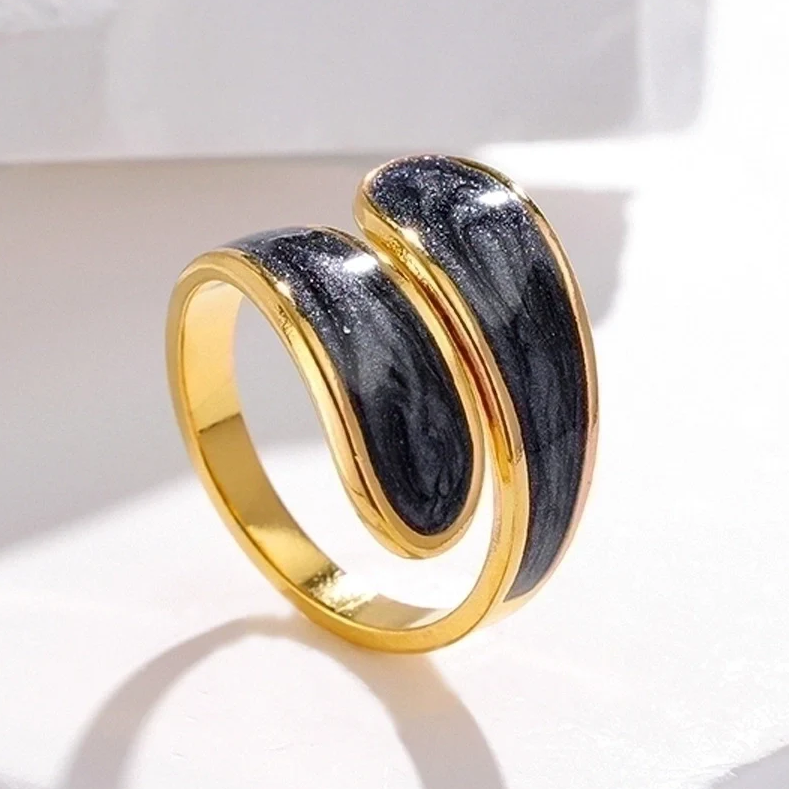 Marbled Geometric Open Ring