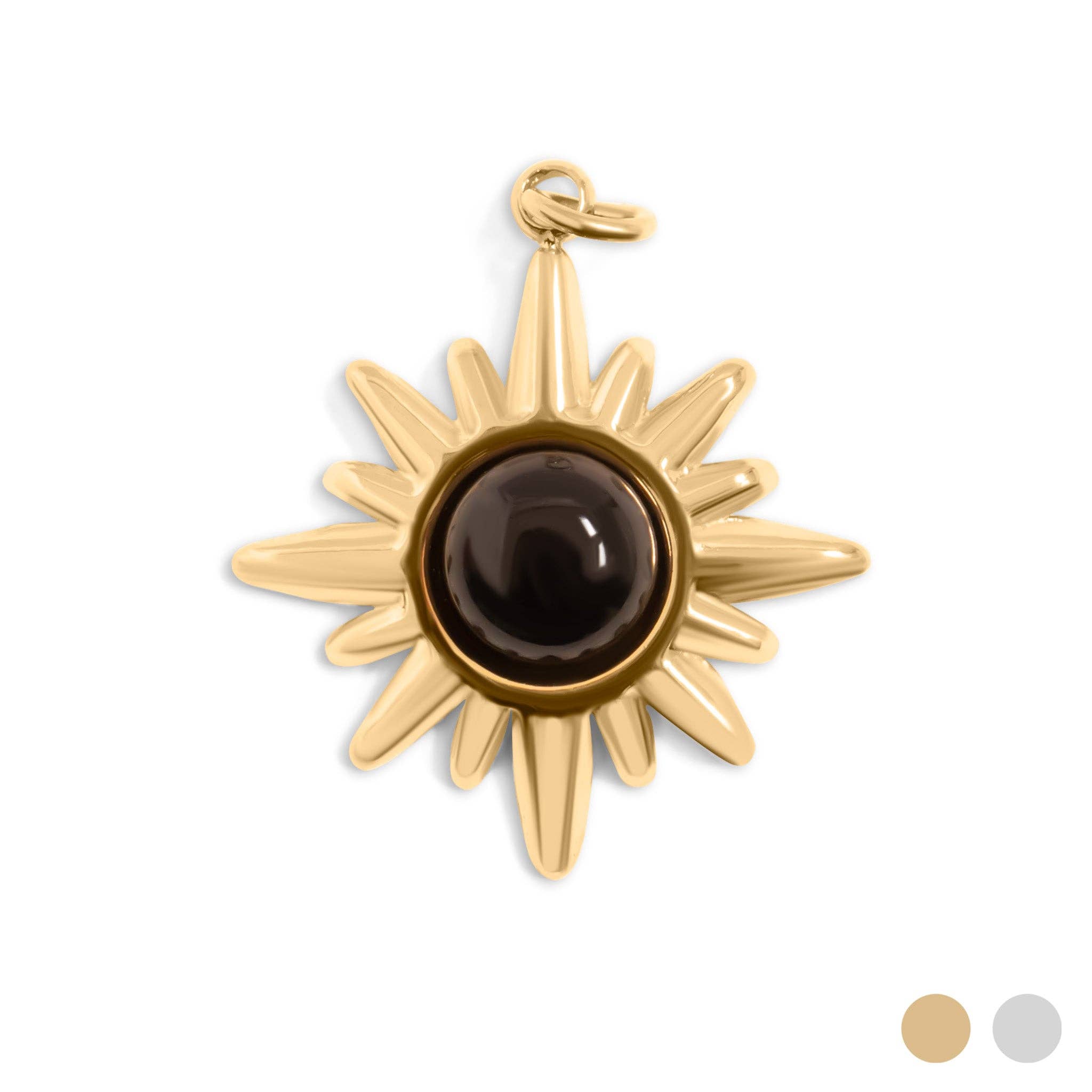 Black Stone Sunflower Charm