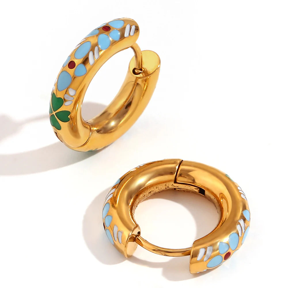 Floral Huggie Hoops